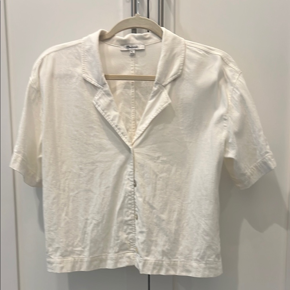 Madewell White Notched Collar Button Down Shirt